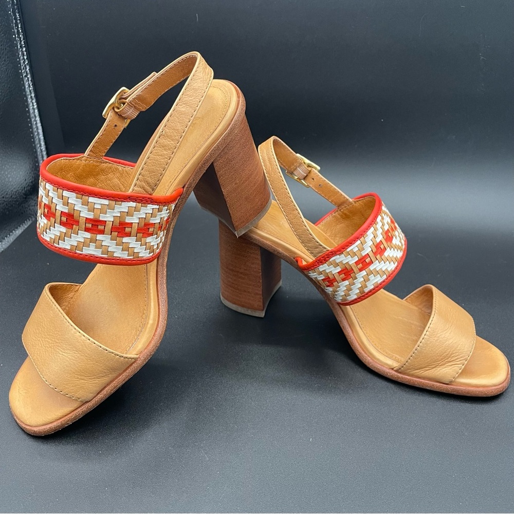 Frye Amy woven sandal, size 7 Boho stacked heel - Picture 6 of 12